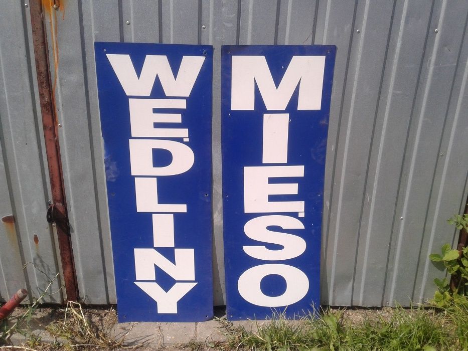 Baner Napis Reklama Mięso Wędliny Blacha Ocynk Delikatesy Sklep Centru
