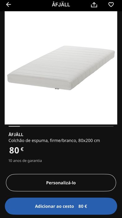 Cama indiv/dupla Agotnes cor branca 80x200cm + 2 colchões