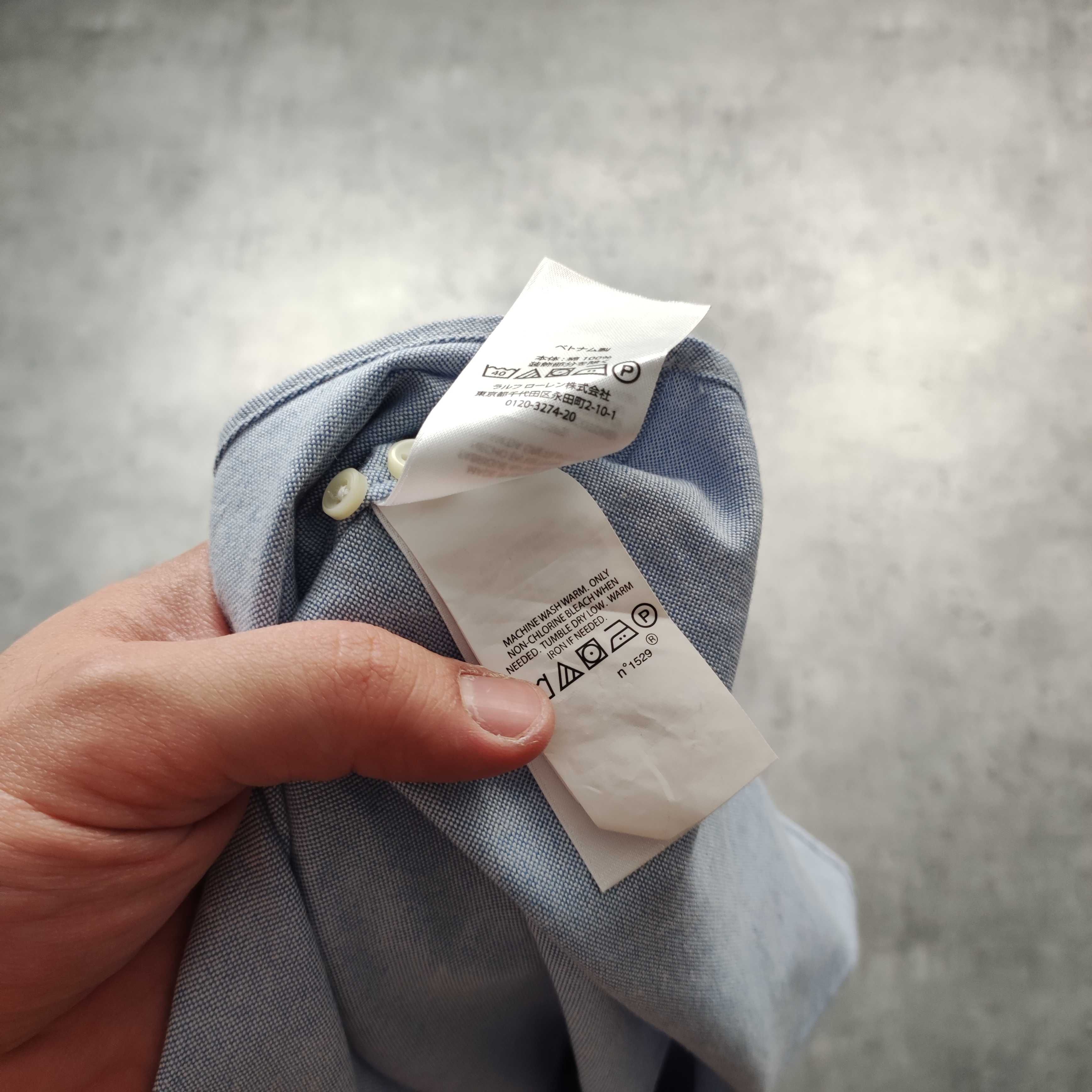 MĘSKA Elegancka PREMIUM Błękitna Koszula Polo Ralph Lauren Oxford Logo