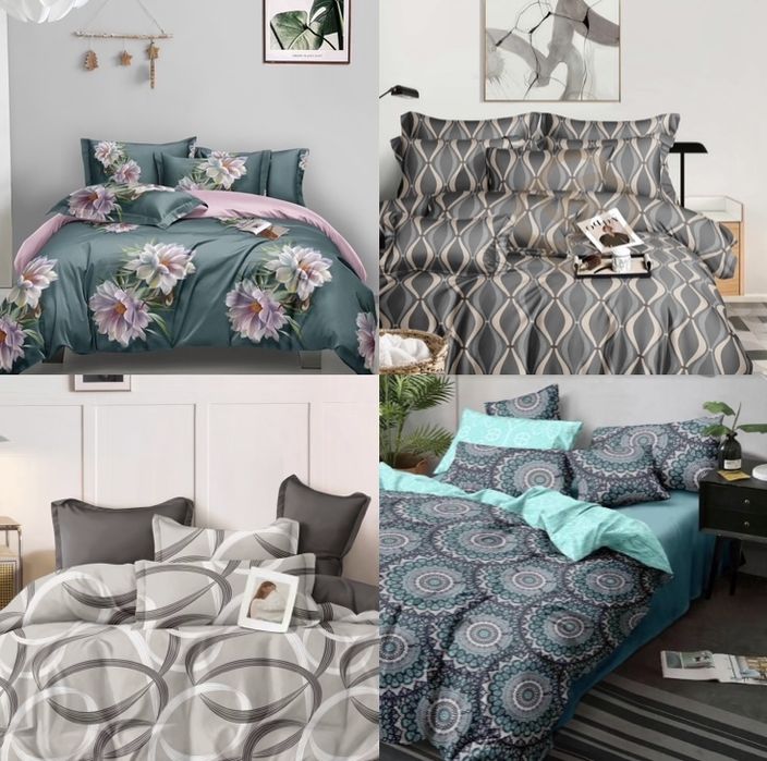 Постельное белье с простыней на резинке Сатин