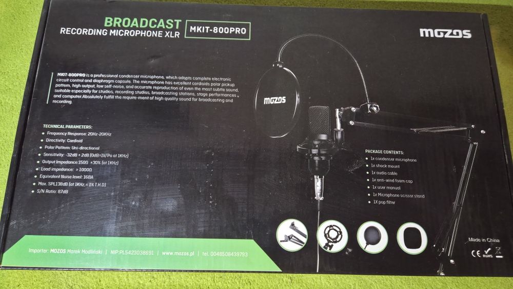 Zestaw studyjny z mikrofonem pojemnościowym