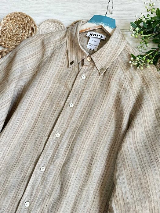 Hope Pinch Dress sukienka tunika koszula lniana unisex linen paski len