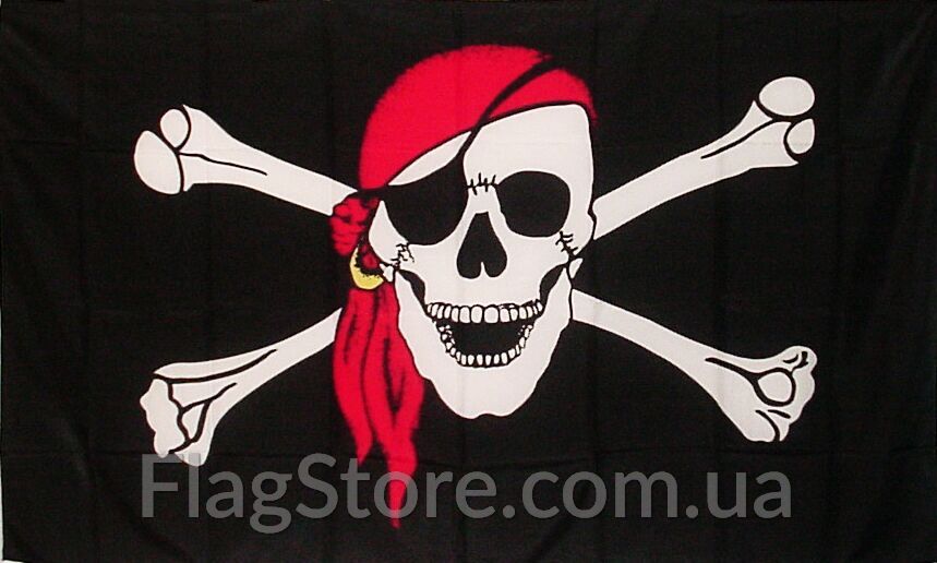 Піратський прапор веселий Роджер у бандані 90*60/150*90 пиратский флаг
