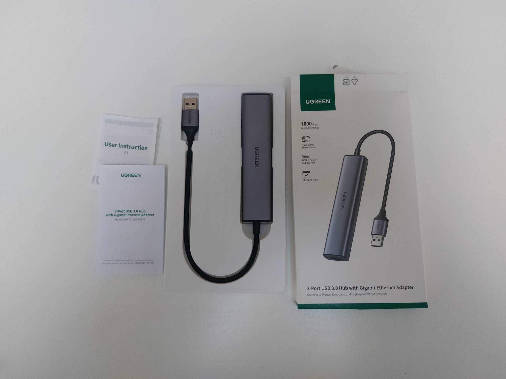 Wielofunkcyjny HUB USB 3.0 - 3 x USB  Ethernet RJ-45 USB C