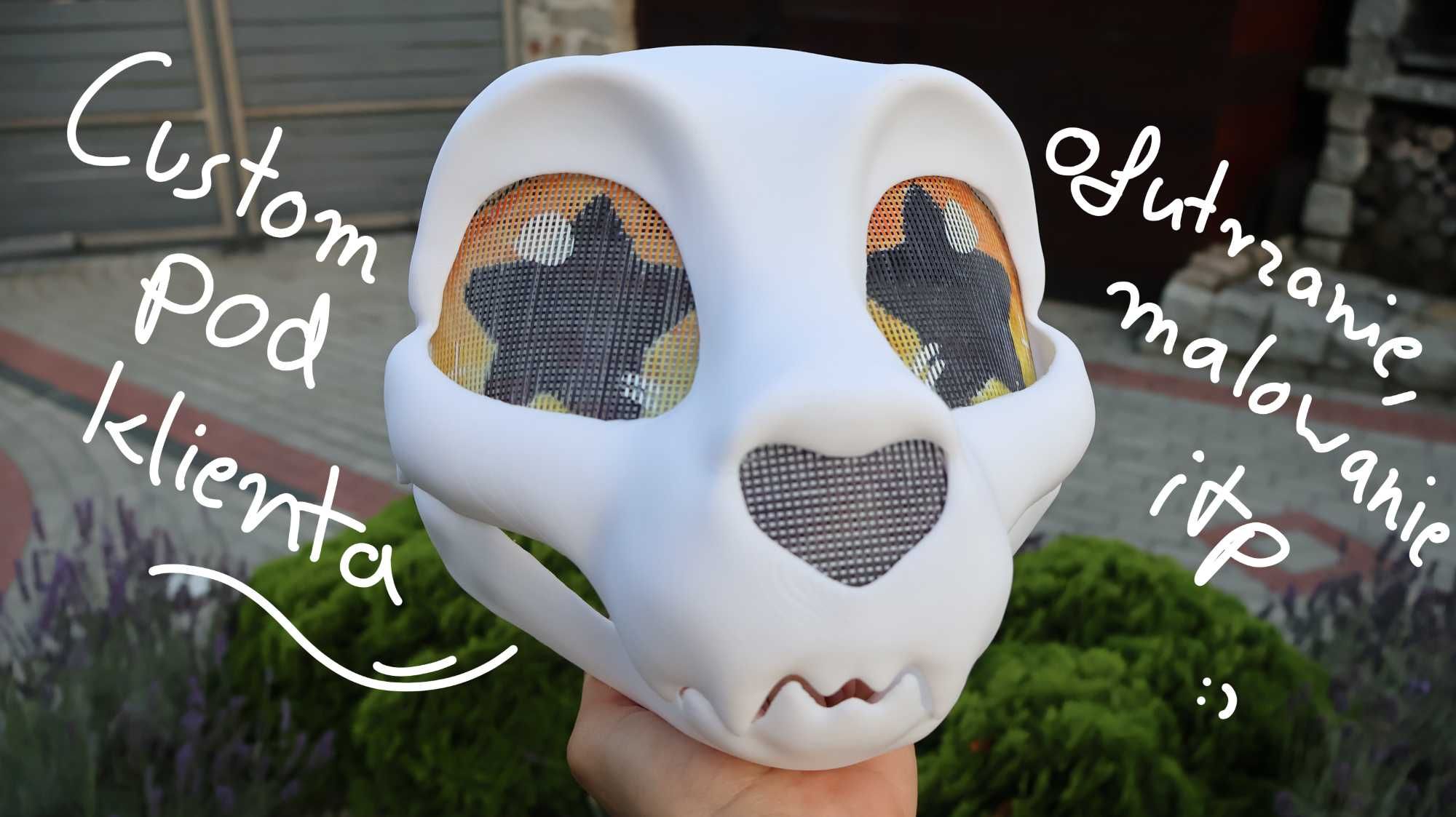 Cat Skull Kemono Ruchoma Maska Cosplay Fursiut Furry