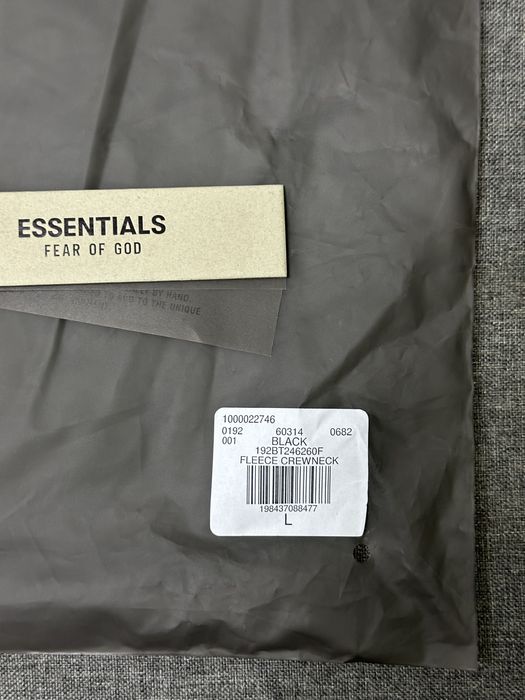 Fear of God Essentials Fleece Crewneck 'Black' FW24 | Certilogo