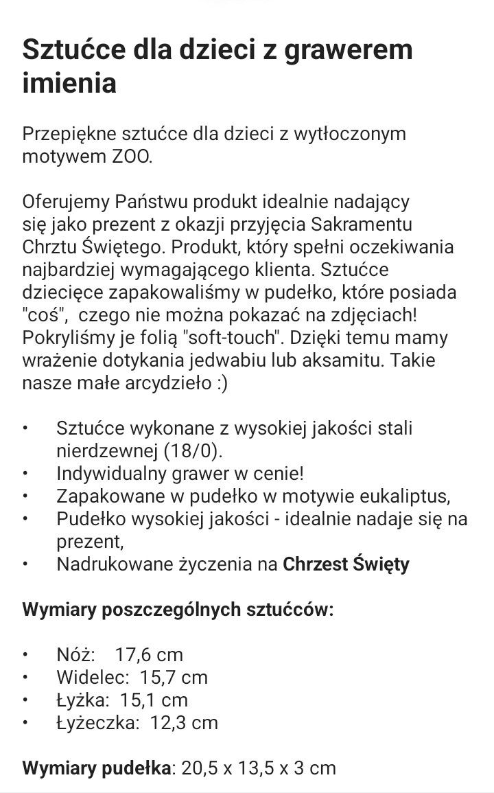 Sztućce dla dzieci z grawerem imienia Polcia  sztućce na chrzest Pola