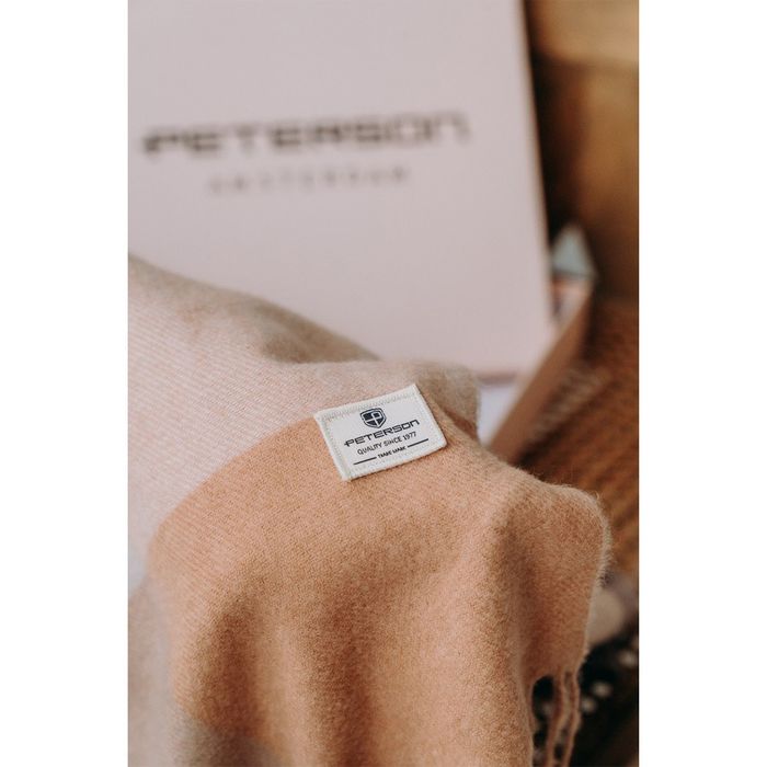 duży szalik brązowo-beżowy damski w kratę - peterson