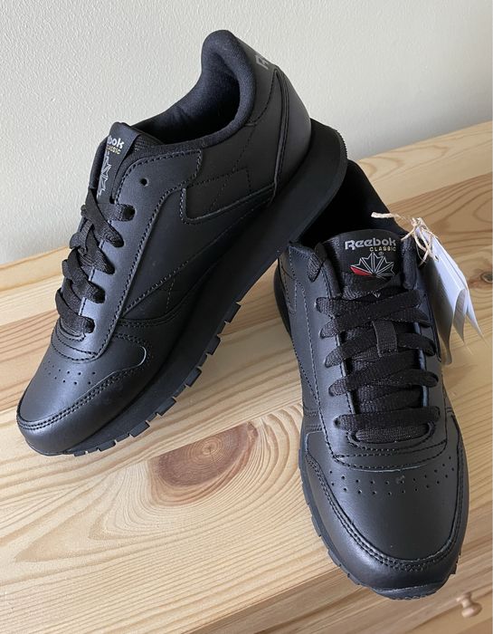 REEBOK CLASSIC LEATHER czarne sneakersy 35, 23 cm skóra