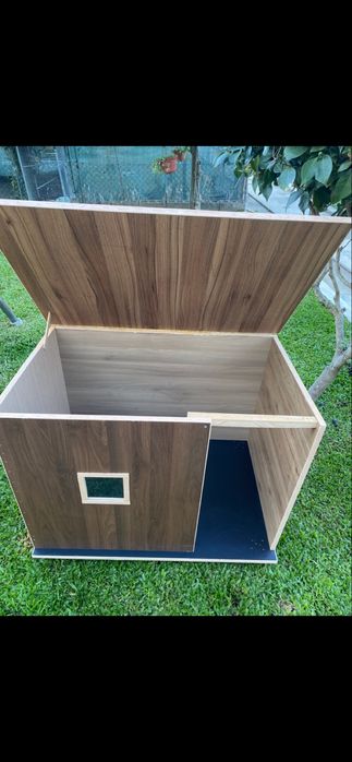 Casotas em madeira para porte grande com janela em acrilico