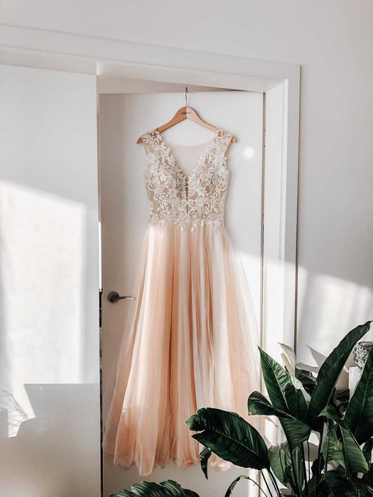 Kraków Madonna suknia ślubna S M bajkowa romantyczna boho koronka tiul