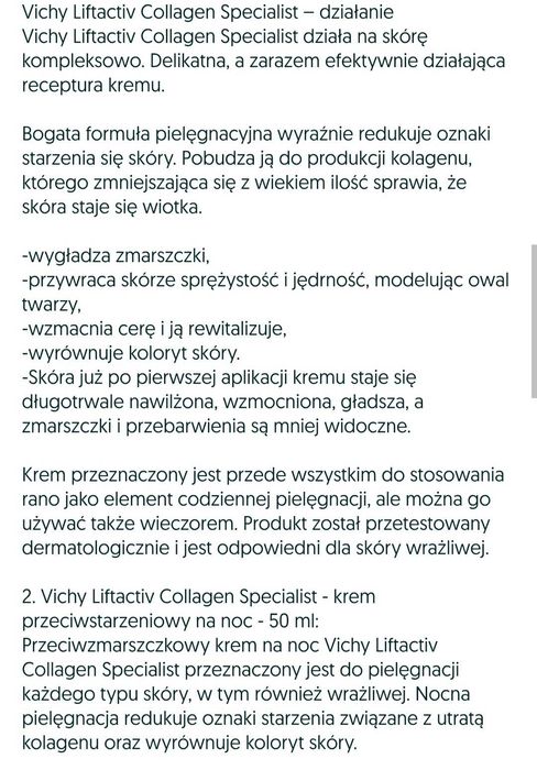 Zestaw kremów Vichy z kosmetyczką Liftactive collagen specialist