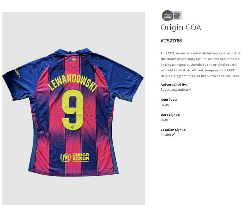 Robert Lewandowski FC Barcelona koszulka z autografem + certyfikat
