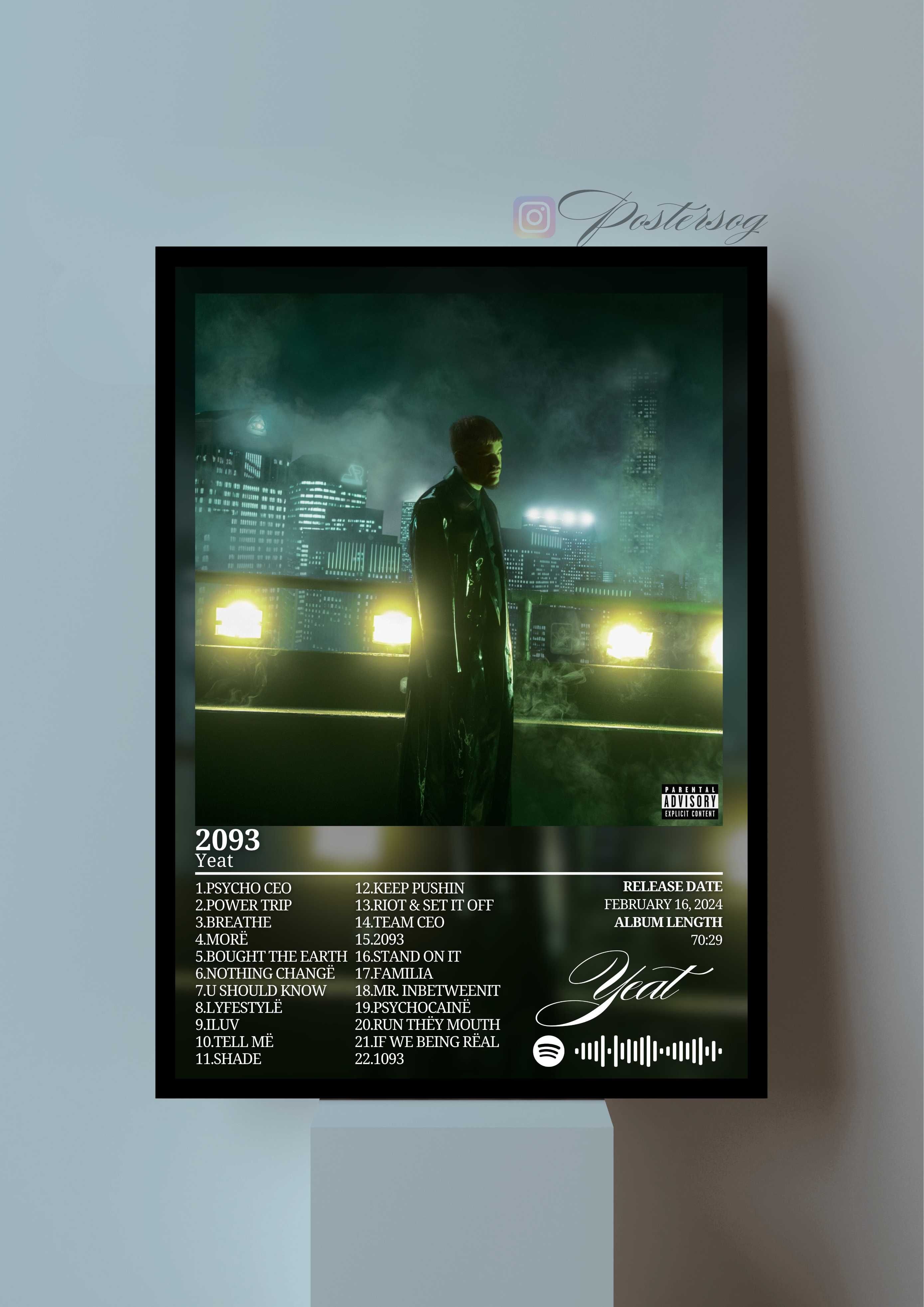 Yeat 2093 wzór album cd plakat w ramce a3