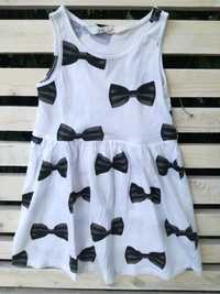 Sukienka h&m biała w czarne kokardki 2-4lata