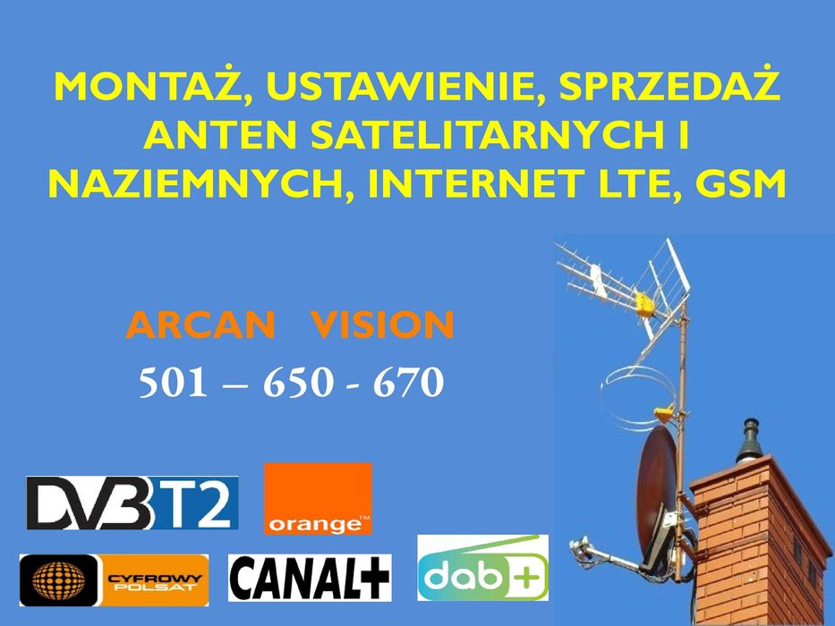 Montaż, ustawienie, anten satelitarnych, naziemnych, Internet LTE, GSM
