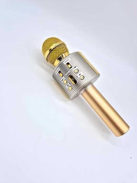 Mikrofon Bezprzewodowy USB Głośnik Nagrywanie Karaoke Złoty