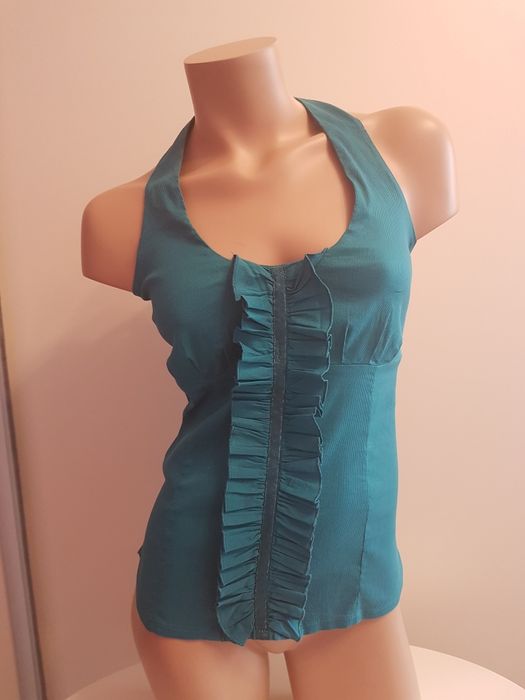 Turkusowa, wiązana bluzka Orsay 38