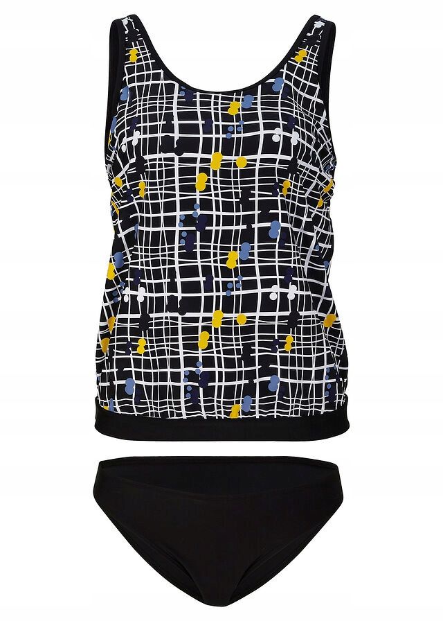 B.P.C czarne tankini w kolorowe wzory 36.