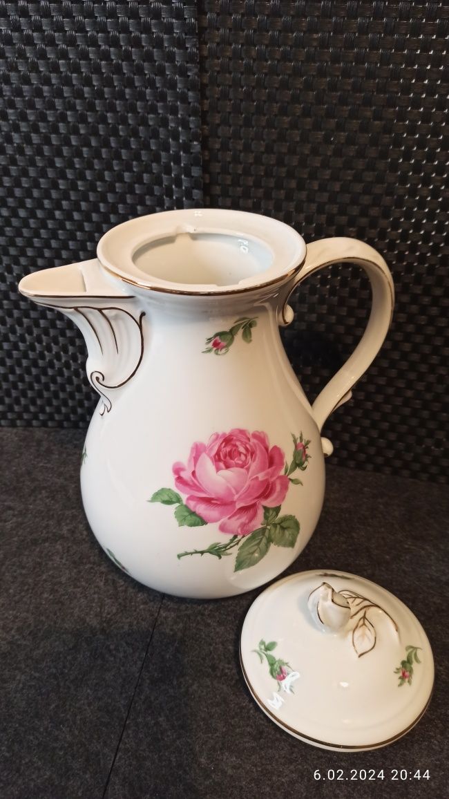 Porcelana Meissen Carl Teichert Dzbanek 1,9 l  Dekor Róża Miśnia