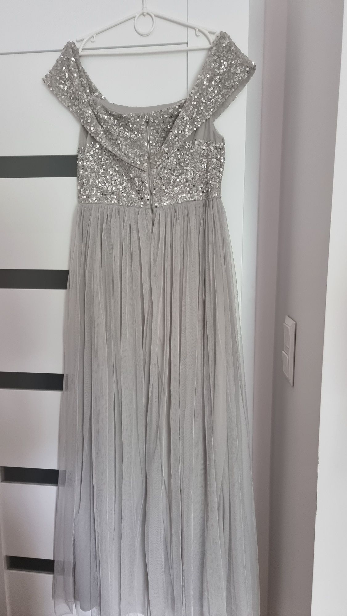 Maya r. 42 deluxe sukienka srebrna hiszpanka asos