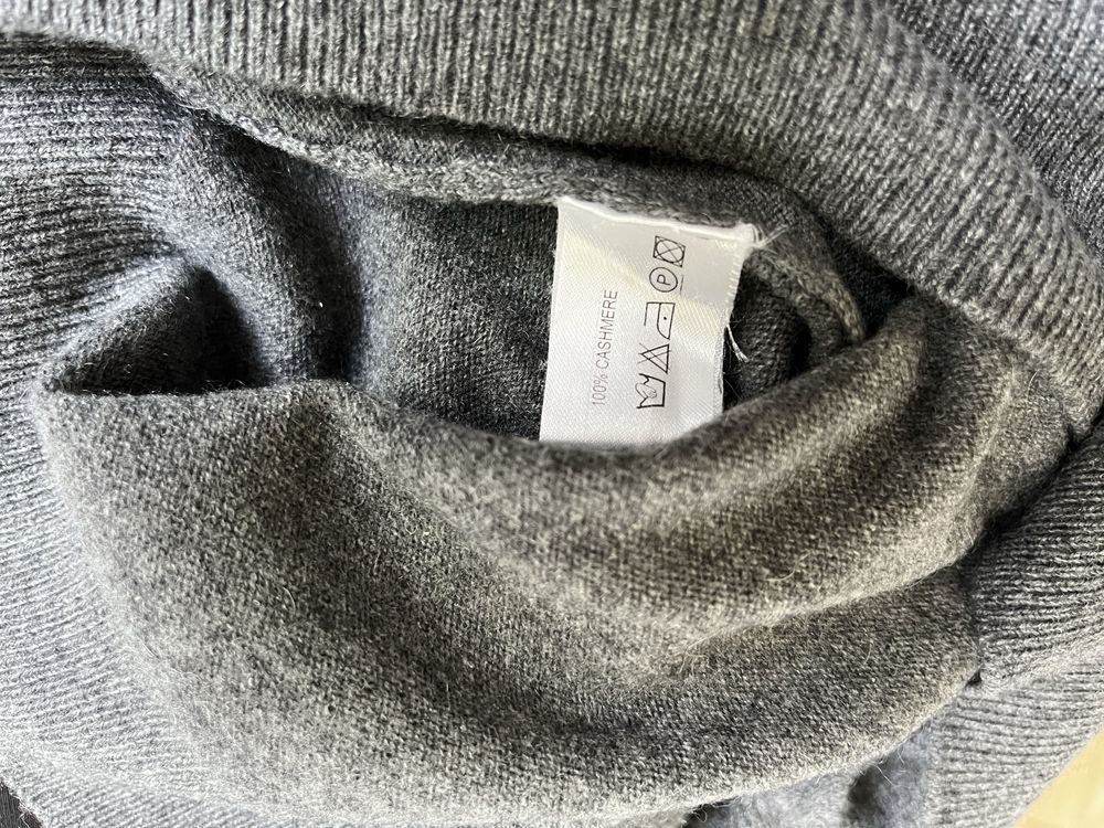100% kaszmir kaszmirowy sweter unisex L szary