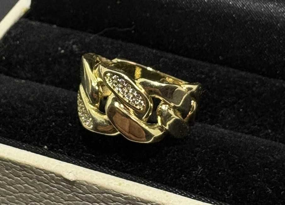 Złoty pierścionek z ogniwami pancerka 585/4,39g R16