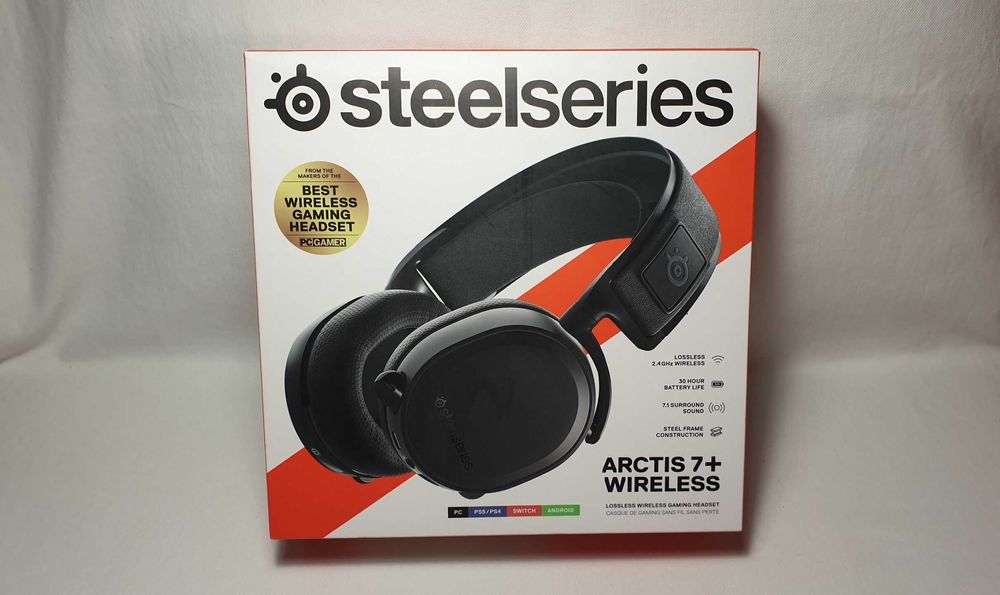 Słuchawki bezprzewodowe SteelSeries Arctis 7+BLACK - jak NOWE.