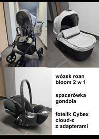 wózek roan bloom 2w1 spacerówka gondola fotelik cybex cloud-z adaptery