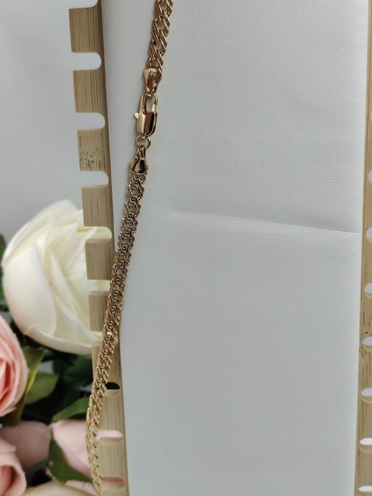 Łańcuszek męski pozłacany 24k złotem Rombo z krzyżem