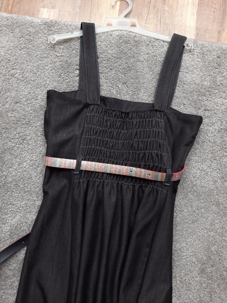 Sukienka czarna/ciemno szara pasek z brokatem rozmiar 38