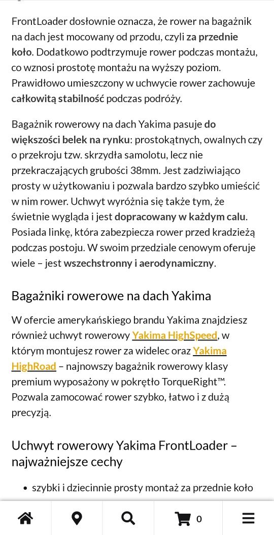 Yakima Frontloader - uchwyt/bagażnik rowerowy