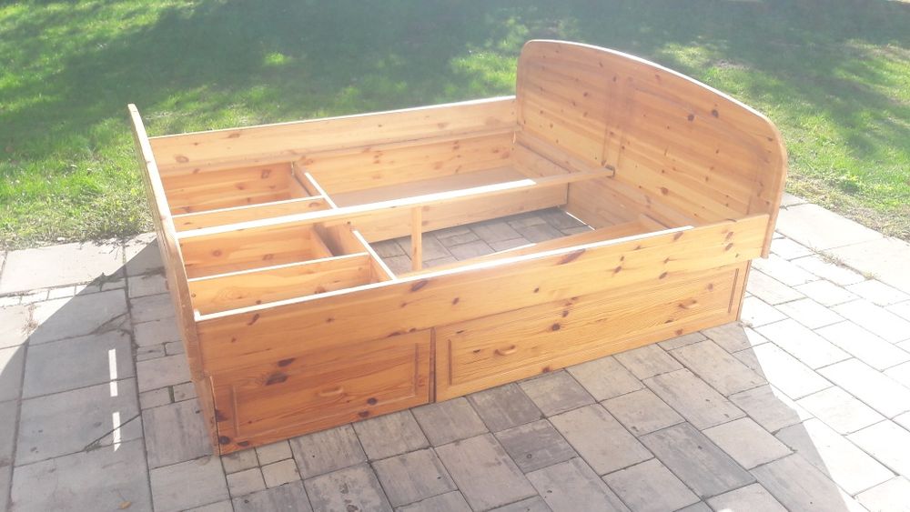 Lozko rama 180x200 z szufladami drewniane