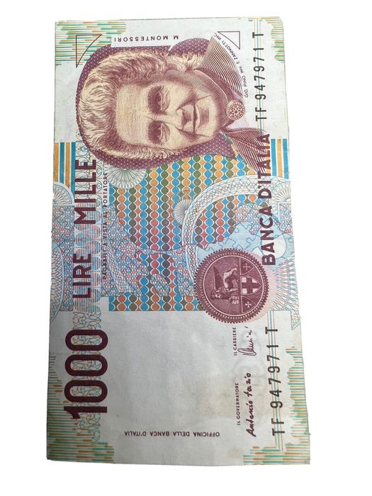 Banknot Maria Montessori 1000 lirów [1990 IDEALNY STAN]