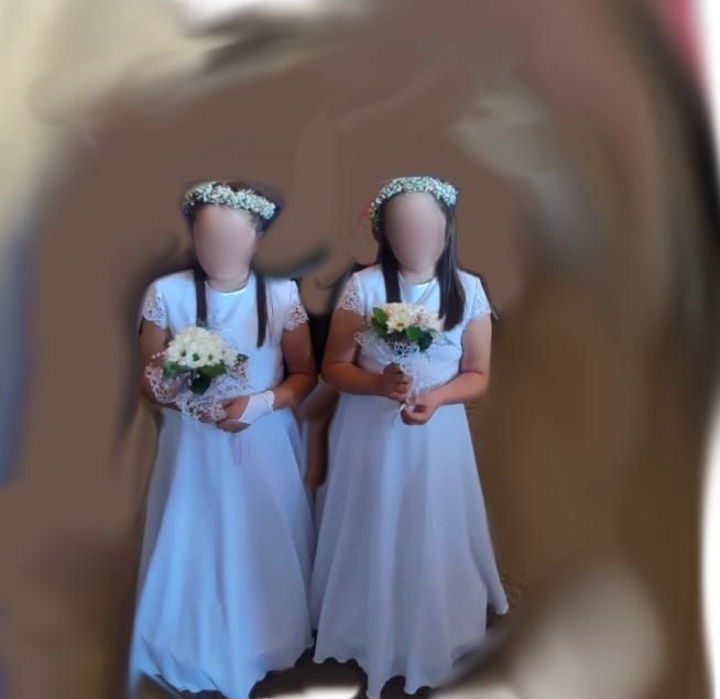 Sukienki komunijne dla bliźniaczek. Dwie sukienki . Komunia