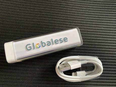 Powerbank Globalese biały 2 wejścia z kablem