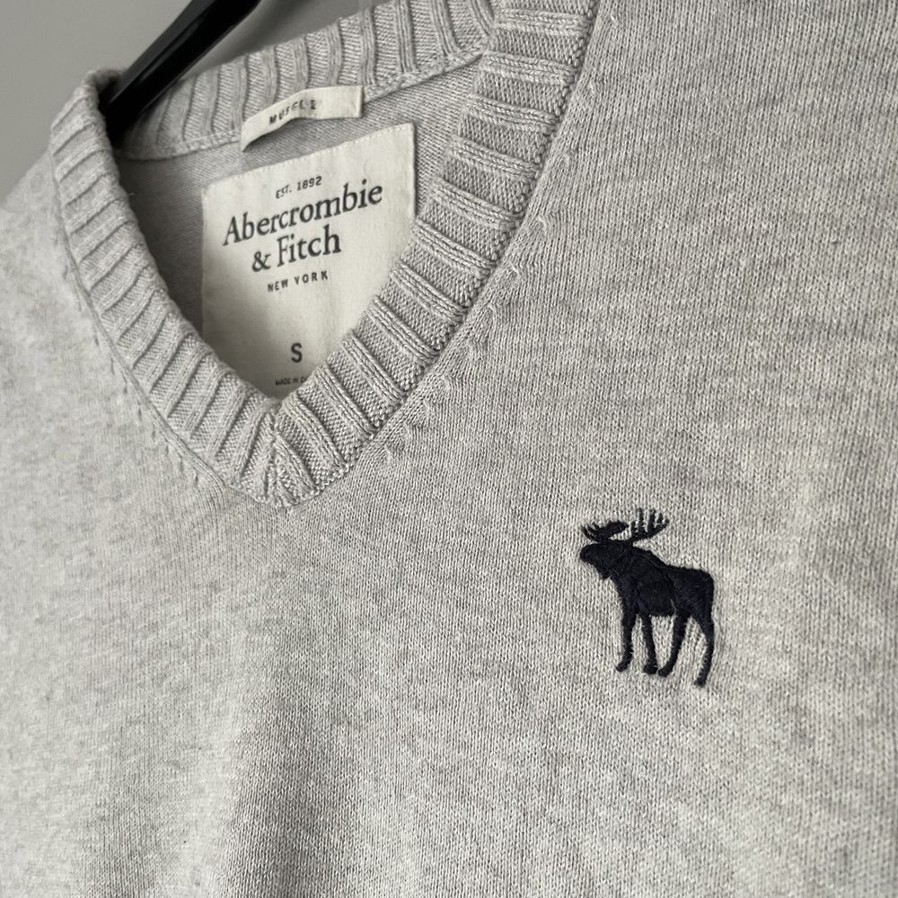 Abercrombie & Fitch sweter sweterek beżowo szary bawełna kaszmir S