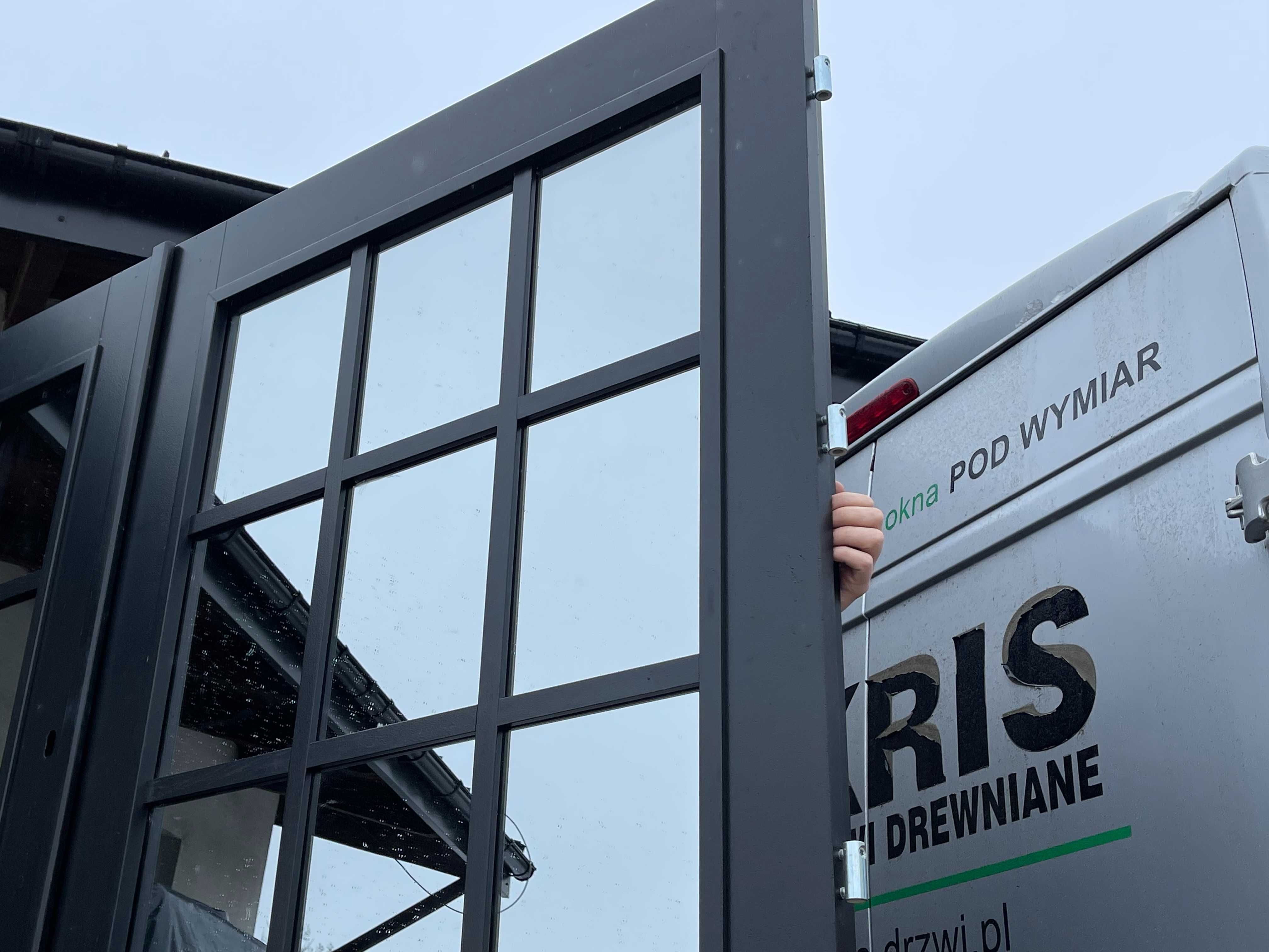 Drzwi zewnętrzne ,brama ocieplana drewniana czarna CAŁA POLSKA