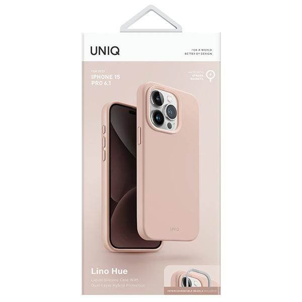 Etui iPhone 15 Pro 6.1" Uniq Lino Hue Różowy z Funkcją Magclick