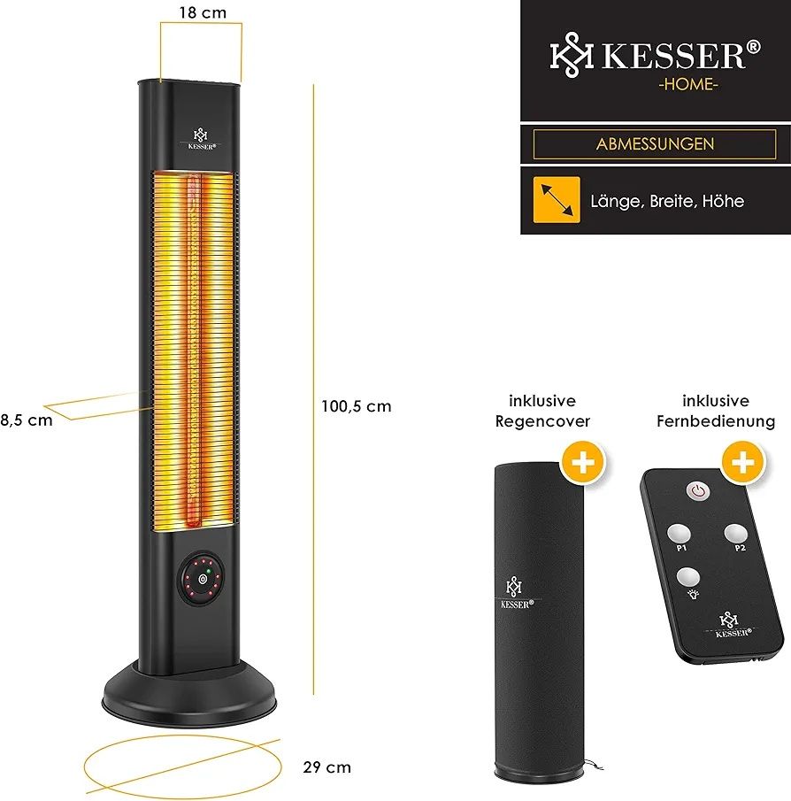 Promiennik ciepła, podczerwieni, tarasowy KESSER, 1000W i 2000W
