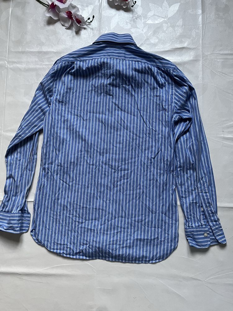Ralph Lauren polo koszula niebieska paski 38 luksusowa cotton 100%