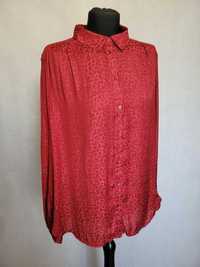 Burgundowa bordowa bluzka koszula w panterkę h&M 46 zwiewna