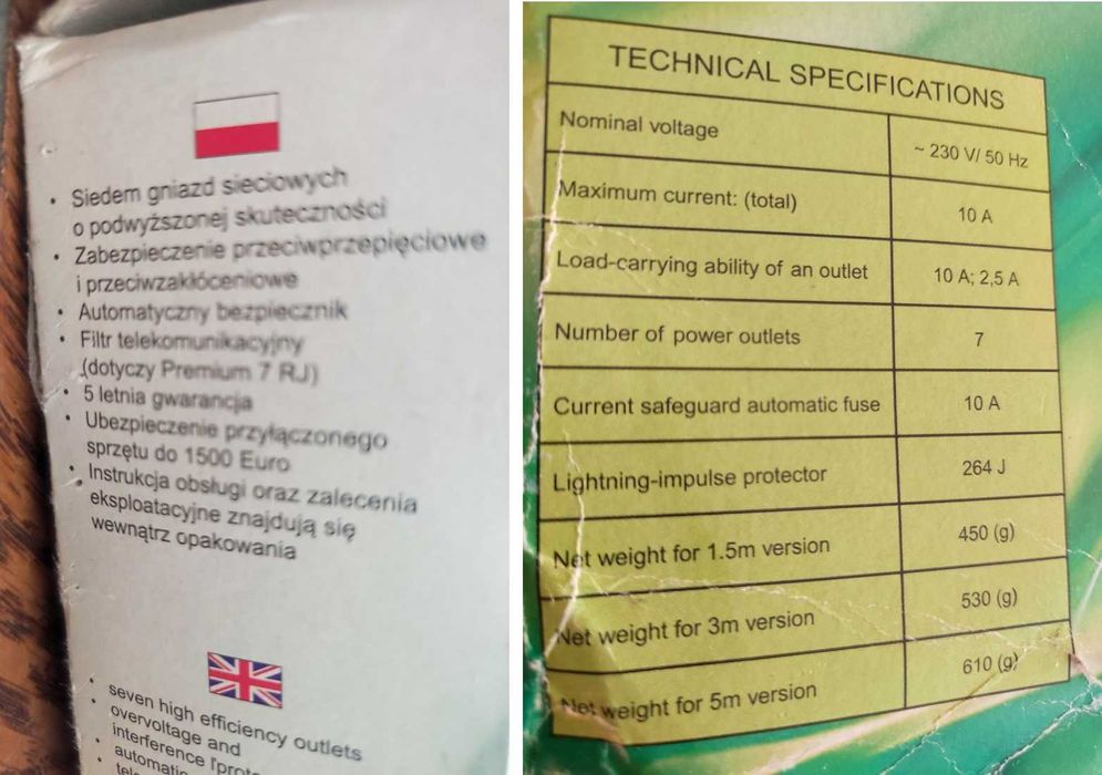 listwa zasilająca filtrująca 5 gniazd  przeciwprzepięciowa przedłużacz