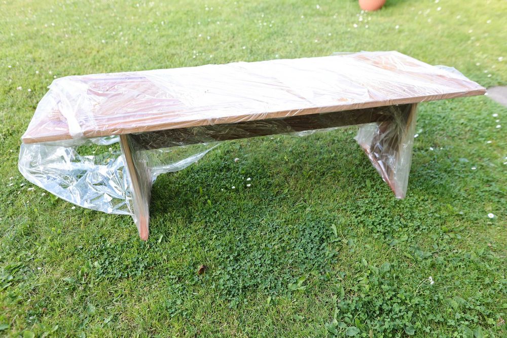 Ława politowa styl PRL niski stolik dł. 140 cm x 60 cm  lakierowana
