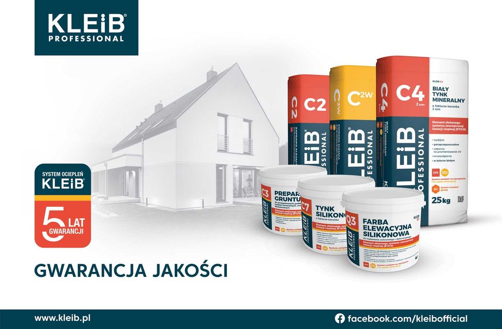 Tynk silikonowy baranek 1,5mm KLEiB 25KG docieplenia elewacje KURIER