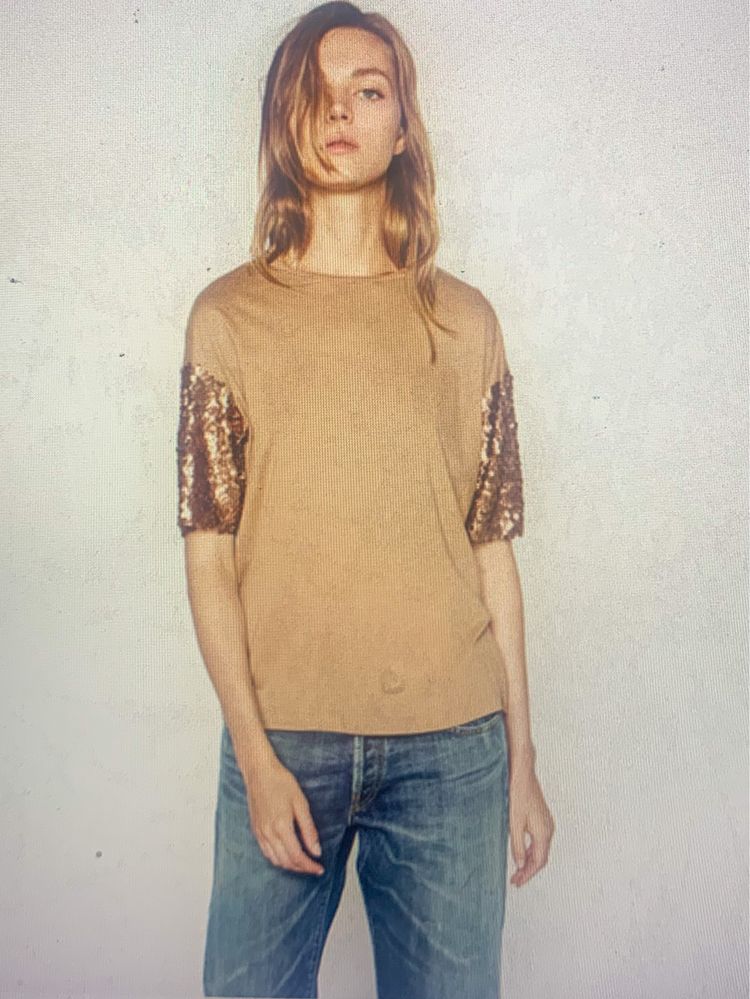 T-Shirt Zara Lantejoulas