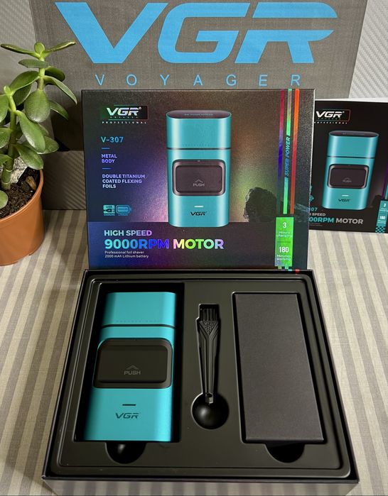 Електробритва VGR V-307 GREEN шейвер,подвійне лезо,2000mAh,9000 RPM