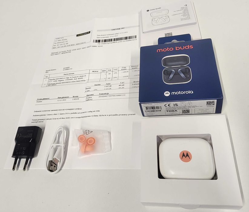 Słuchawki Motorola Moto Buds | Gwarancja | Komplet | Ładowarka