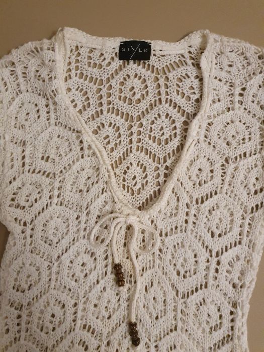 Sweter biały - ażurkowy rozmiar XS