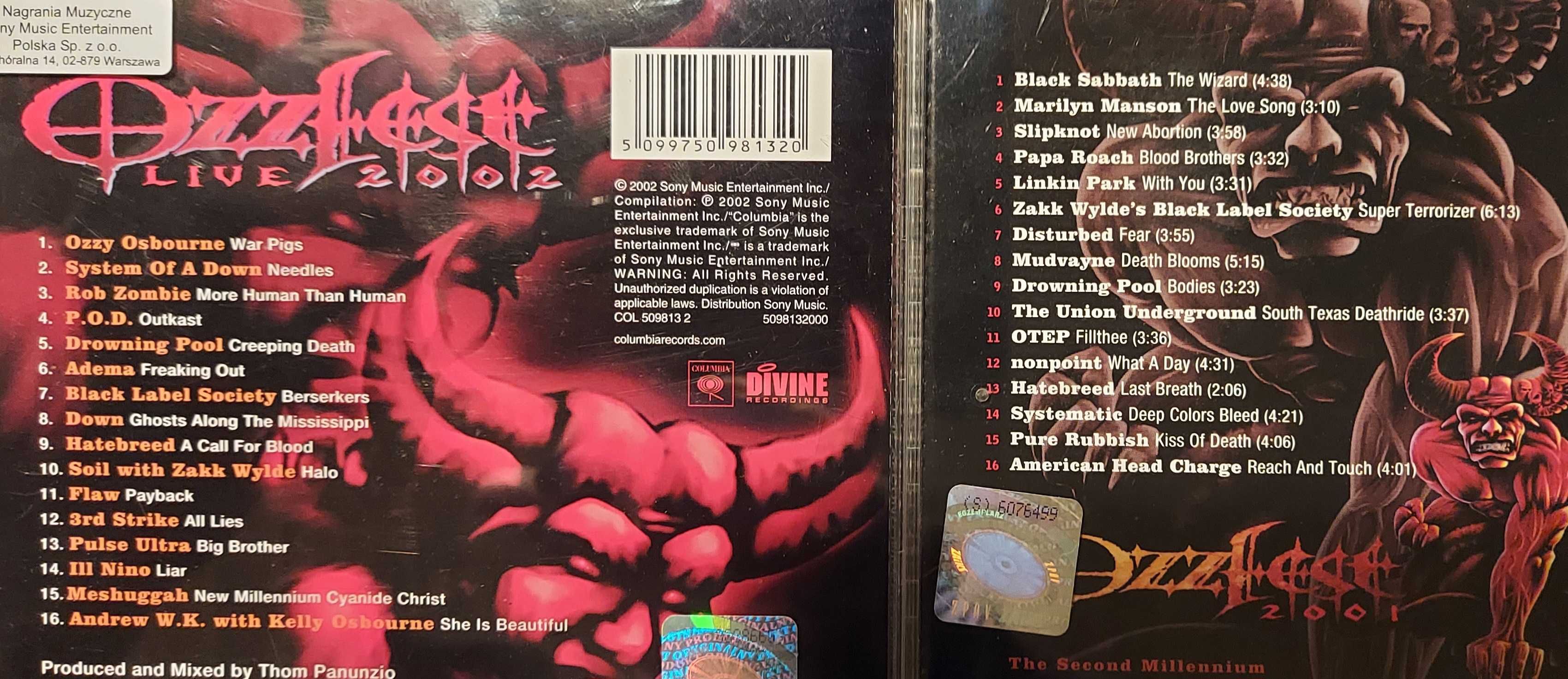 OzzFest 2001 i 2002 r.koncerty CD.